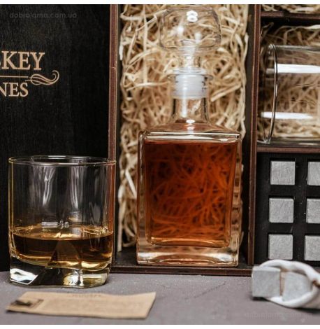 Набор для виски Luna №7 (2 стакана, графин, 9 камней для виски, щипцы, мешочек)