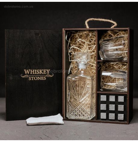 Набір для віскі Selecta №7 (2 склянки, графін, 9 каменів для віскі, щипці, мішечок)