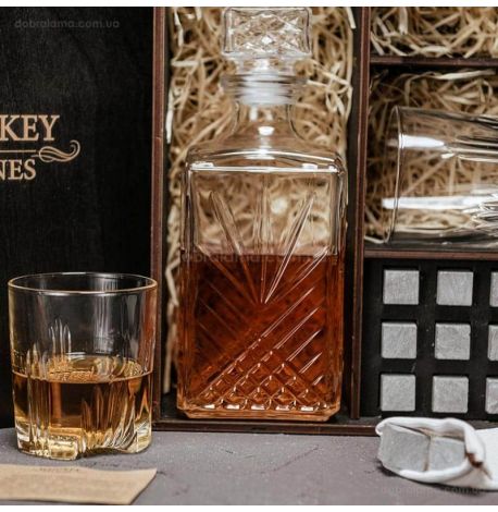 Набір для віскі Selecta №7 (2 склянки, графін, 9 каменів для віскі, щипці, мішечок)