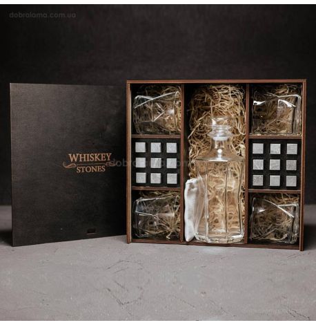 Набор для виски Cassiopea №8 (4 стакана, графин, 18 камней для виски, щипцы, мешочек)