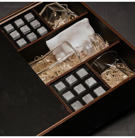 Набор для виски Cassiopea №8 (4 стакана, графин, 18 камней для виски, щипцы, мешочек)