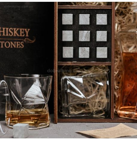 Набор для виски Cassiopea №8 (4 стакана, графин, 18 камней для виски, щипцы, мешочек)