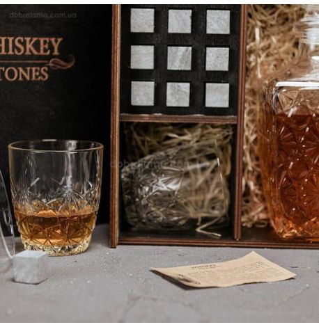 Набор для виски Dedalo №8 (4 стакана, графин, 18 камней для виски, щипцы, мешочек)