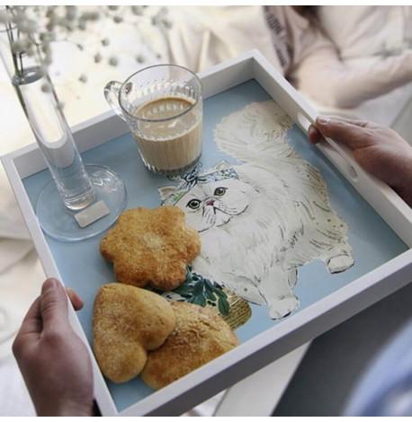 Дерев'яний піднос "Біла кішка"