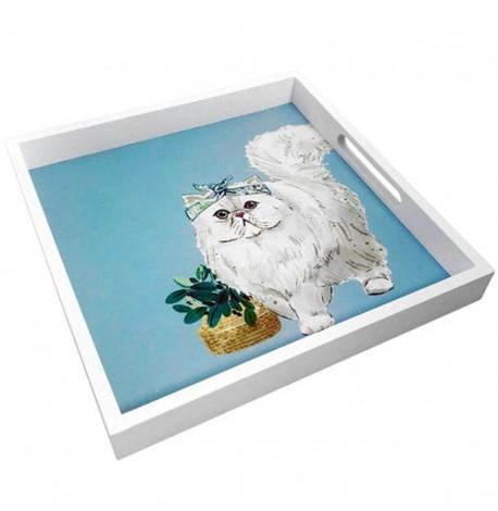 Дерев'яний піднос "Біла кішка"