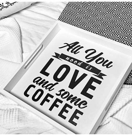 Дерев'яний піднос All you need love and some coffee
