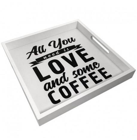 Дерев'яний піднос All you need love and some coffee