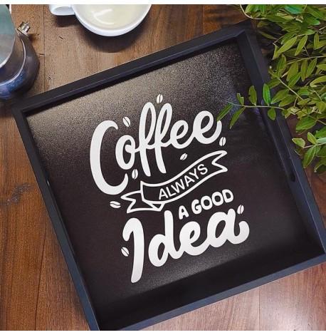 Дерев'яний піднос Coffee now wine later