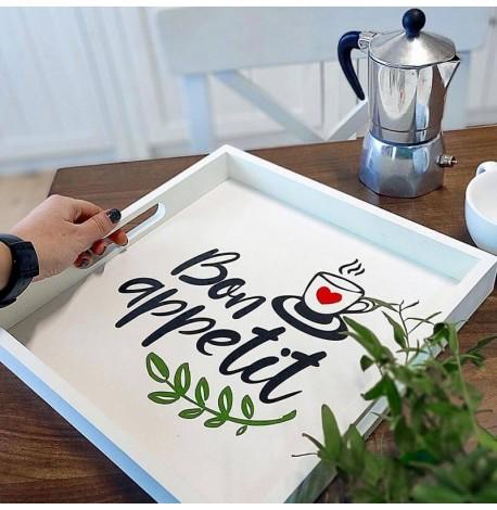 Дерев'яний піднос Bon appetit