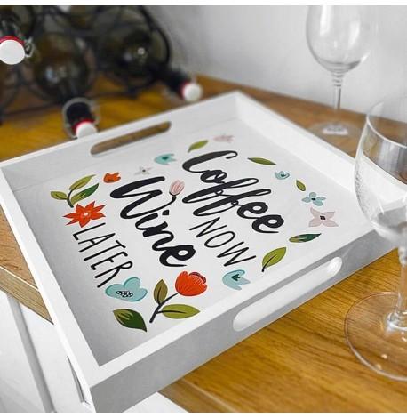 Дерев'яний піднос Coffee now wine later