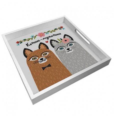 Дерев'яний піднос "Котики-муркотики"
