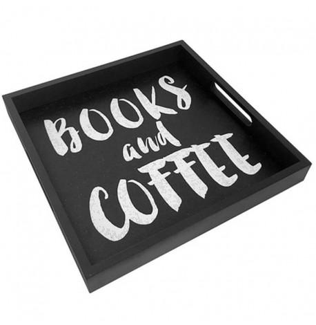 Деревянный поднос Books and coffee