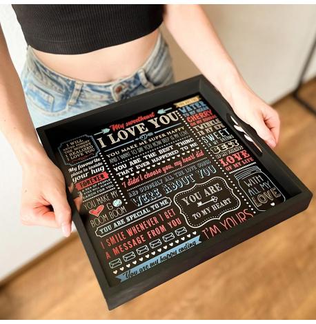 Дерев'яний піднос I love you