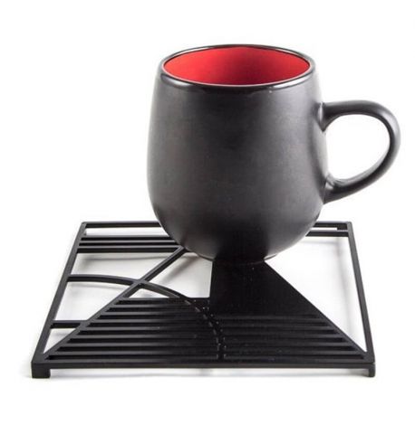 Металлическая подставка под горячее "Квадрат" (черная)