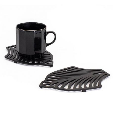 Металева підставка під гаряче "Лист" (чорна)