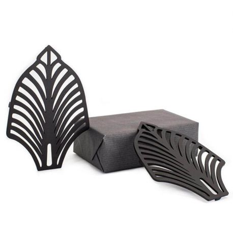 Металева підставка під гаряче "Лист" (чорна)