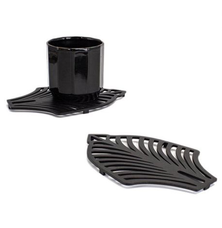 Металева підставка під гаряче "Лист" (чорна)