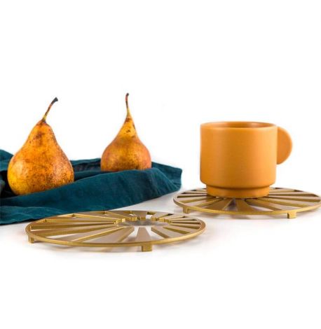 Металлическая подставка под горячее Солнце (золото)