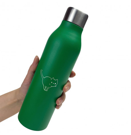 Термобутылка ZIZ "Кот" 500 мл (зеленая)