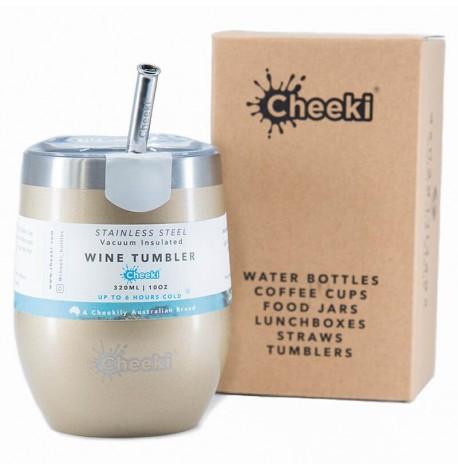 Термостакан со стальной трубочкой Cheeki Wine Tumbler Soft Gold (320 мл)