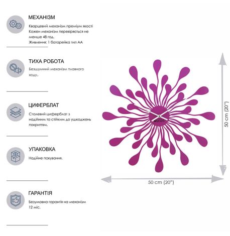 Настенные часы Emotion (розовые), 50 см