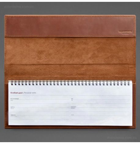 Кожаный настольный планер с блоком на пружине (светло-коричневый), кожа Crazy Horse