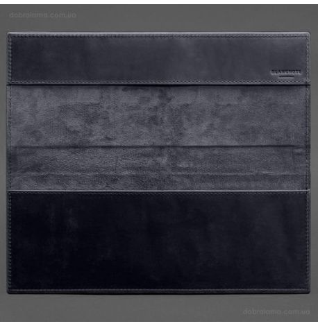 Кожаный настольный планер с блоком на пружине (темно-синий), кожа Crazy Horse