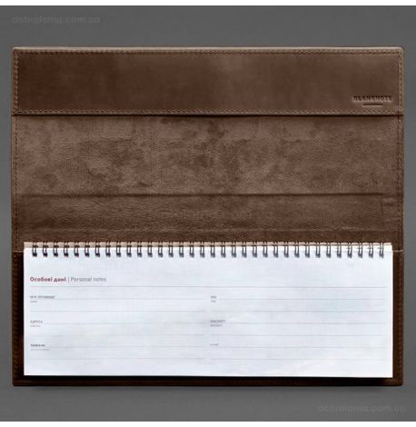 Шкіряний настільний планер з блоком на пружині (темно-коричневий), шкіра Crazy Horse