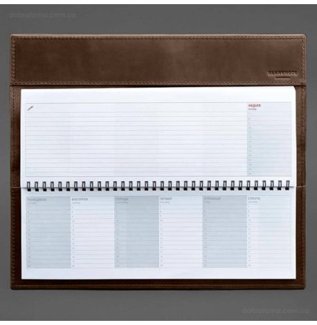 Шкіряний настільний планер з блоком на пружині (темно-коричневий), шкіра Crazy Horse