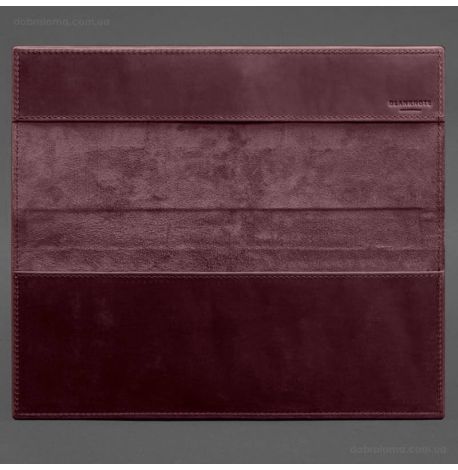 Кожаный настольный планер с блоком на пружине (бордовый), кожа Crazy Horse