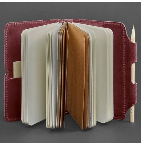 Шкіряний блокнот софт-бук 3.0 (бордовий) шкіра кожа Crazy Horse