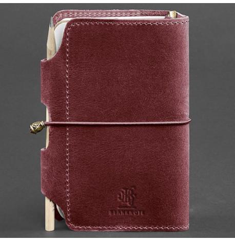Шкіряний блокнот софт-бук 3.0 (бордовий) шкіра кожа Crazy Horse