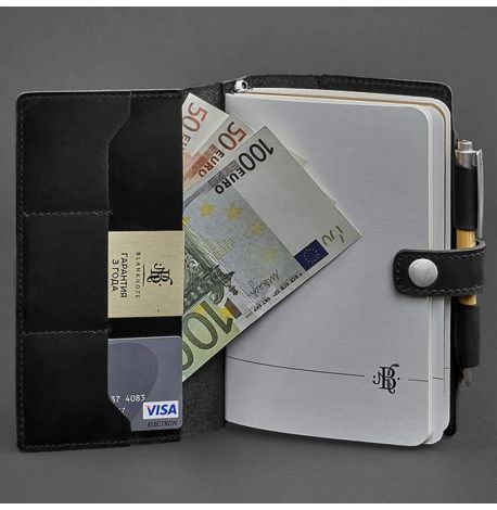 Шкіряний блокнот софт-бук 4.0 A5 mini (чорний) шкіра Crazy Horse