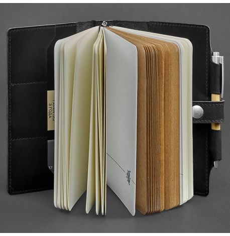 Шкіряний блокнот софт-бук 4.0 A5 mini (чорний) шкіра Crazy Horse