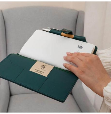 Кожаный блокнот софт-бук 4.0 A5 mini (зеленый) кожа Krast