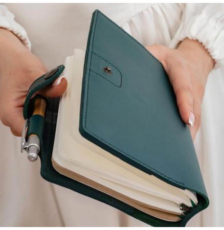 Кожаный блокнот софт-бук 4.0 A5 mini (зеленый) кожа Krast