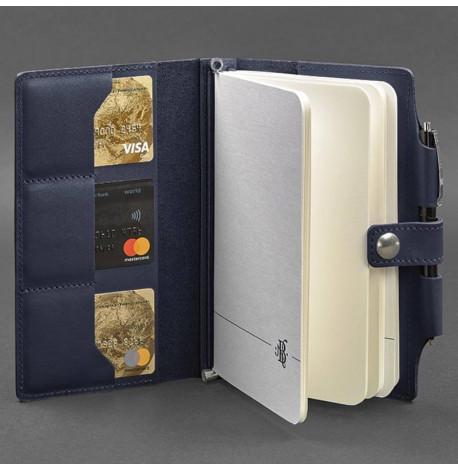 Шкіряний блокнот софт-бук 4.0 A5 mini (темно-синій) шкіра Krast