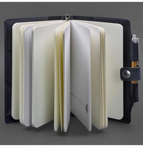 Шкіряний блокнот софт-бук 4.0 A5 mini (темно-синій) шкіра Crazy Horse