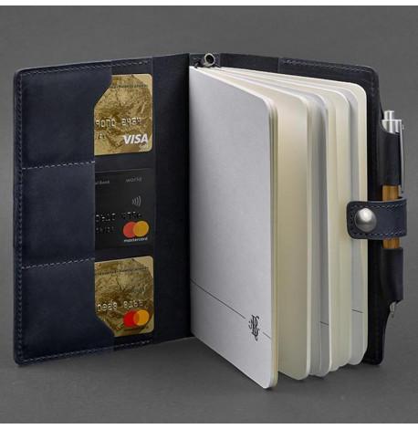 Шкіряний блокнот софт-бук 4.0 A5 mini (темно-синій) шкіра Crazy Horse