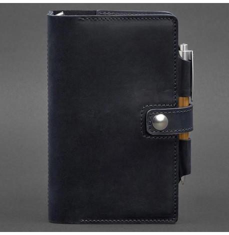 Шкіряний блокнот софт-бук 4.0 A5 mini (темно-синій) шкіра Crazy Horse