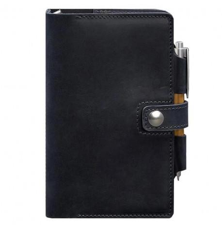 Шкіряний блокнот софт-бук 4.0 A5 mini (темно-синій) шкіра Crazy Horse