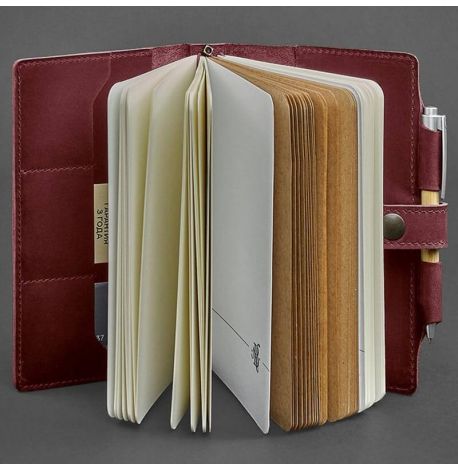 Кожаный блокнот софт-бук 4.0 A5 mini (бордовый) кожа Crazy Horse