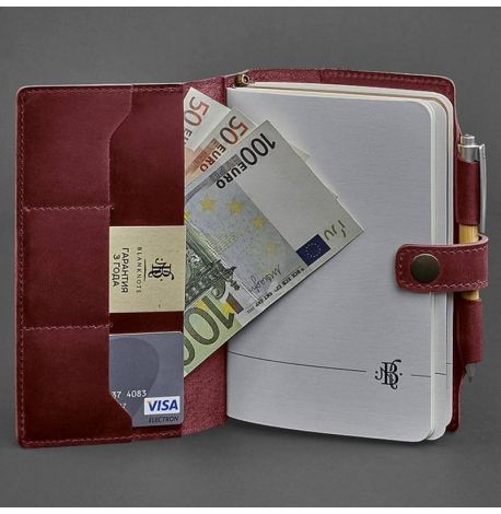 Кожаный блокнот софт-бук 4.0 A5 mini (бордовый) кожа Crazy Horse