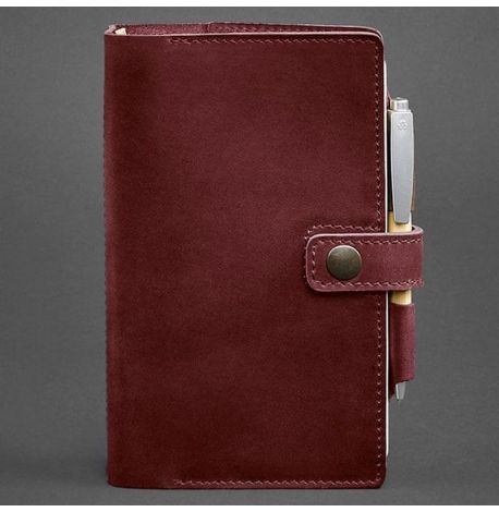 Кожаный блокнот софт-бук 4.0 A5 mini (бордовый) кожа Crazy Horse