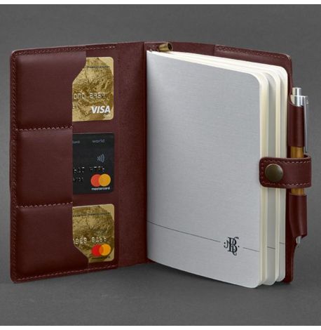 Шкіряний блокнот софт-бук 4.0 A5 mini (бордовий) шкіра Krast