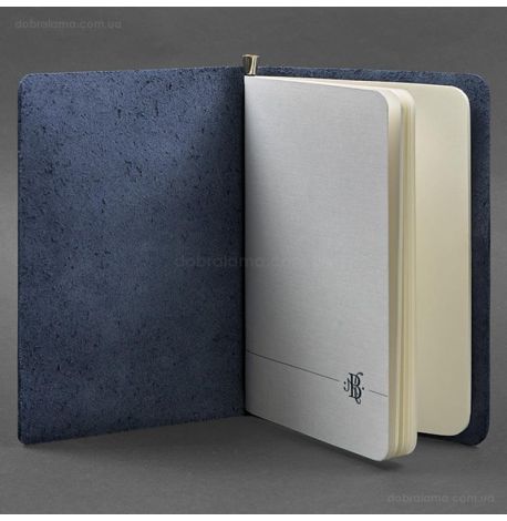 Кожаный блокнот cофт-бук 8.0 (темно-синий), кожа Crazy Horse