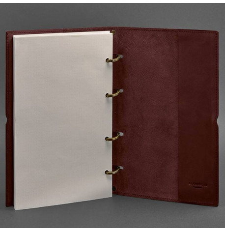 Кожаный блокнот cофт-бук 9.0 в мягкой обложке (бордовый) кожа Krast