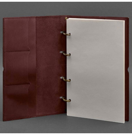 Кожаный блокнот cофт-бук 9.0 в мягкой обложке (бордовый) кожа Krast