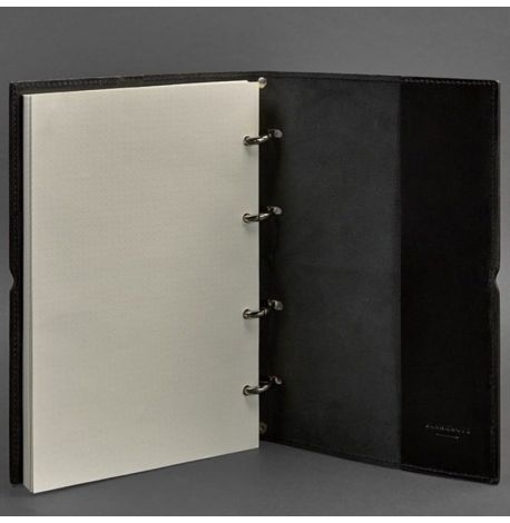 Кожаный блокнот cофт-бук 9.0 A4 в мягкой обложке (черный глянец)