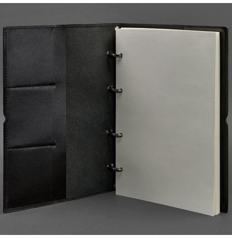 Кожаный блокнот cофт-бук 9.0 A4 в мягкой обложке (черный глянец)